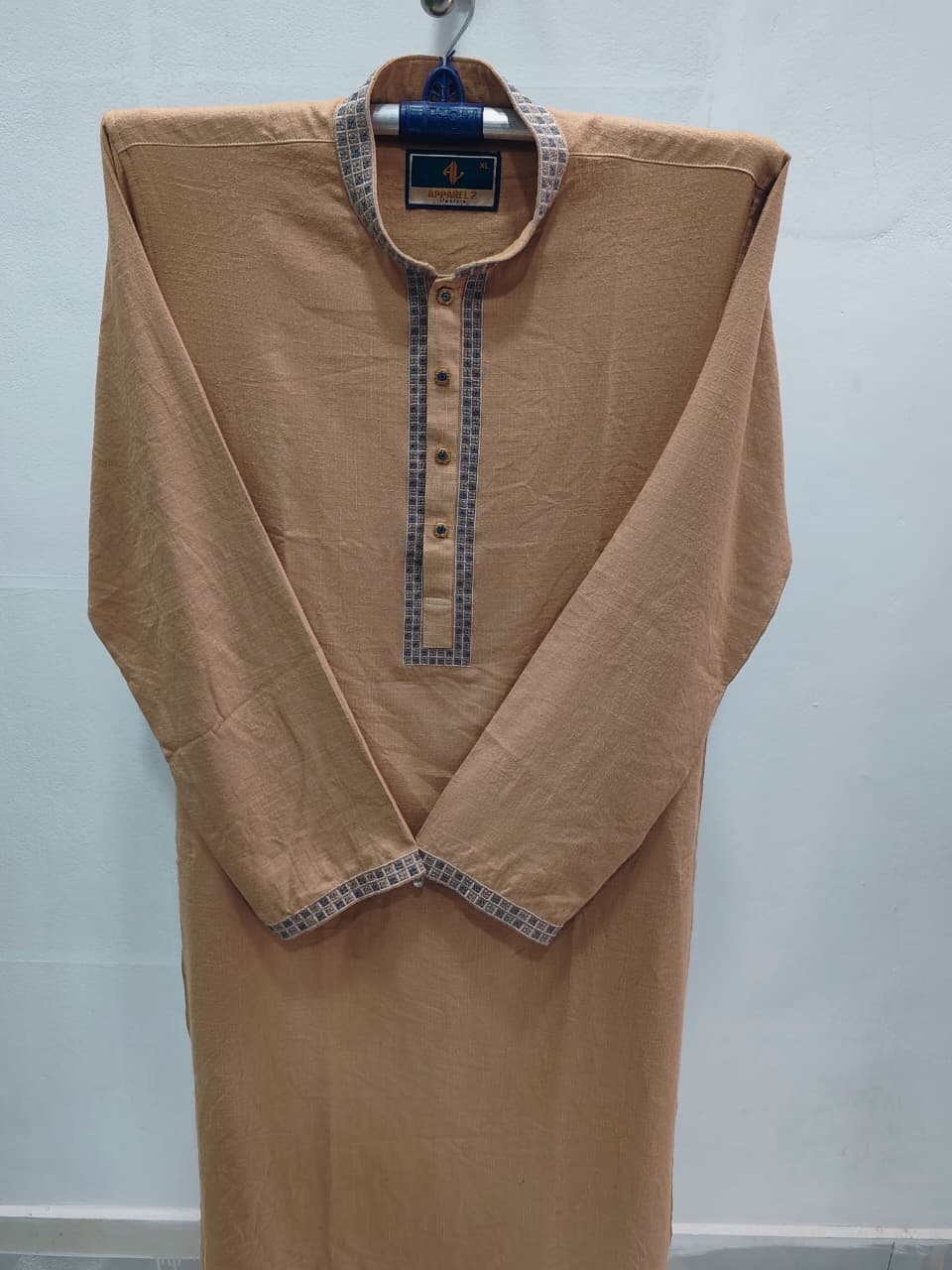 কোড # 1014 প্রিমিয়াম কটন হালকা বাদামি পাঞ্জাবি – আভিজাত্য ও আরামের নিখুঁত সমন্বয় EMB 1