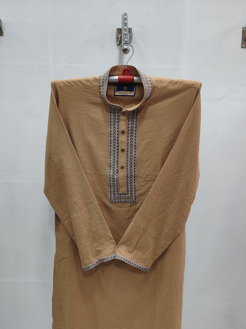 কোড # 1011 প্রিমিয়াম কটন হালকা বাদামি পাঞ্জাবি – আভিজাত্য ও আরামের নিখুঁত সমন্বয় EMB 2