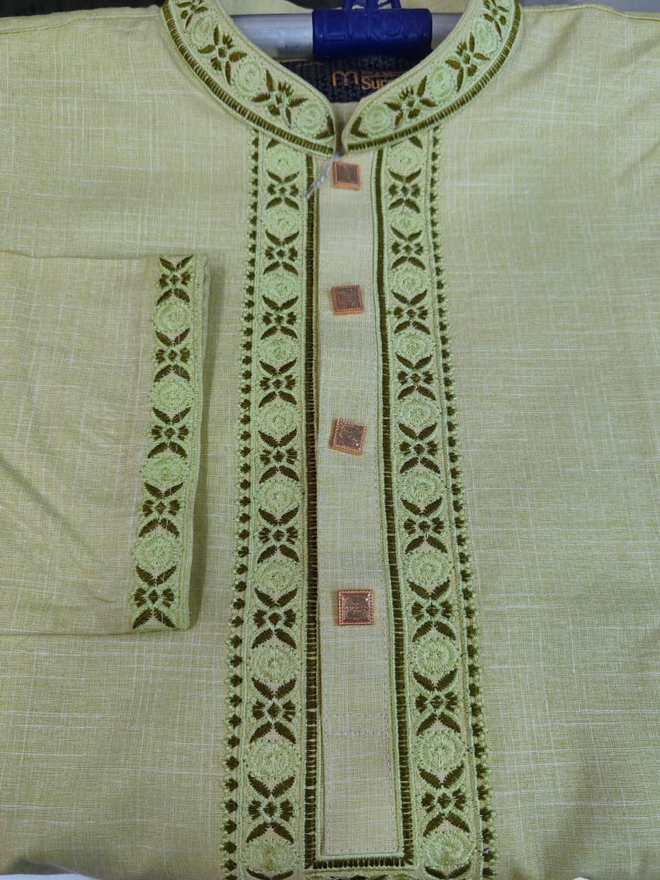 কোড # 1010 স্টাইলিশ প্রিমিয়াম কটন পাঞ্জাবি – হালকা রঙে রুচিশীল লুক EMB 1