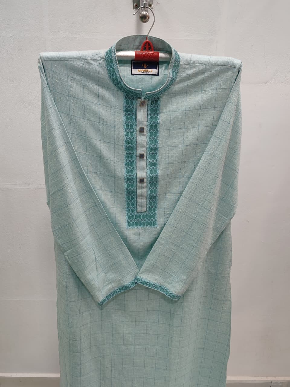 কোড # 1017 প্রিমিয়াম ষ্টাইলিস এক্সক্লুসিভ মিন্ট গ্রিন পাঞ্জাবি EMB 2