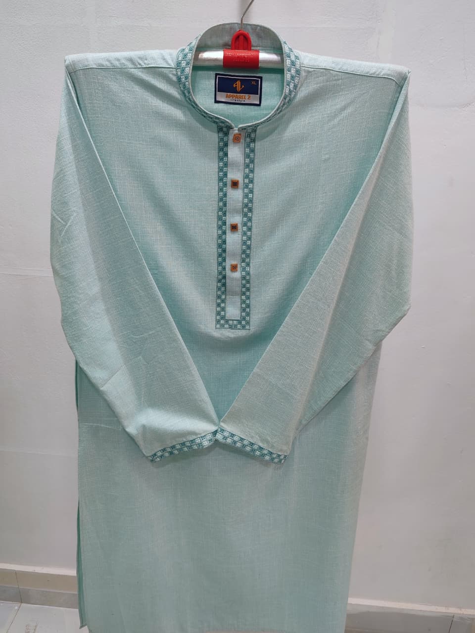 কোড # 1012 প্রিমিয়াম ষ্টাইলিস এক্সক্লুসিভ মিন্ট গ্রিন পাঞ্জাবি EMB 3