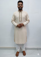 কোড # 1003 প্রিমিয়াম এমব্রয়ডারি পাঞ্জাবি – অফ-হোয়াইট (Off-White) রঙ EMB 2