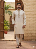 কোড # 1001  প্রিমিয়াম এমব্রয়ডারি পাঞ্জাবি – অফ-হোয়াইট (Off-White) রঙ EMB 4