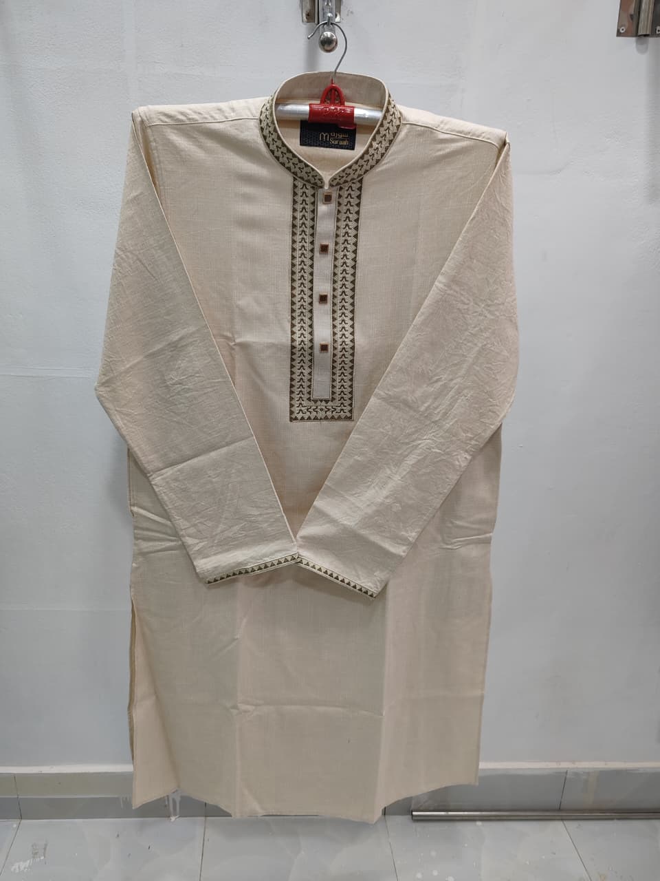 কোড # 1001  প্রিমিয়াম এমব্রয়ডারি পাঞ্জাবি – অফ-হোয়াইট (Off-White) রঙ EMB 4