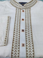 কোড # 1001  প্রিমিয়াম এমব্রয়ডারি পাঞ্জাবি – অফ-হোয়াইট (Off-White) রঙ EMB 4