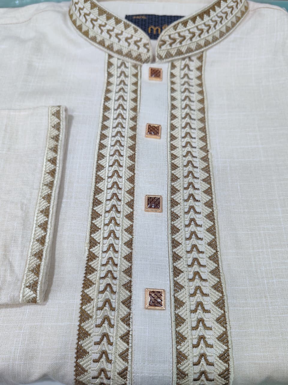 কোড # 1001  প্রিমিয়াম এমব্রয়ডারি পাঞ্জাবি – অফ-হোয়াইট (Off-White) রঙ EMB 4