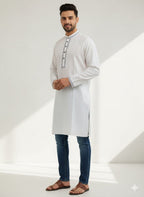 কোড # 1002 প্রিমিয়াম এমব্রয়ডারি পাঞ্জাবি – অফ-হোয়াইট (Off-White) রঙ EMB 3