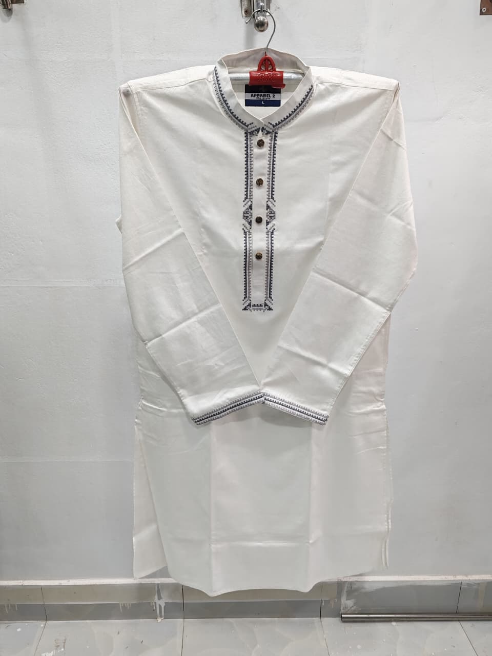 কোড # 1002 প্রিমিয়াম এমব্রয়ডারি পাঞ্জাবি – অফ-হোয়াইট (Off-White) রঙ EMB 3